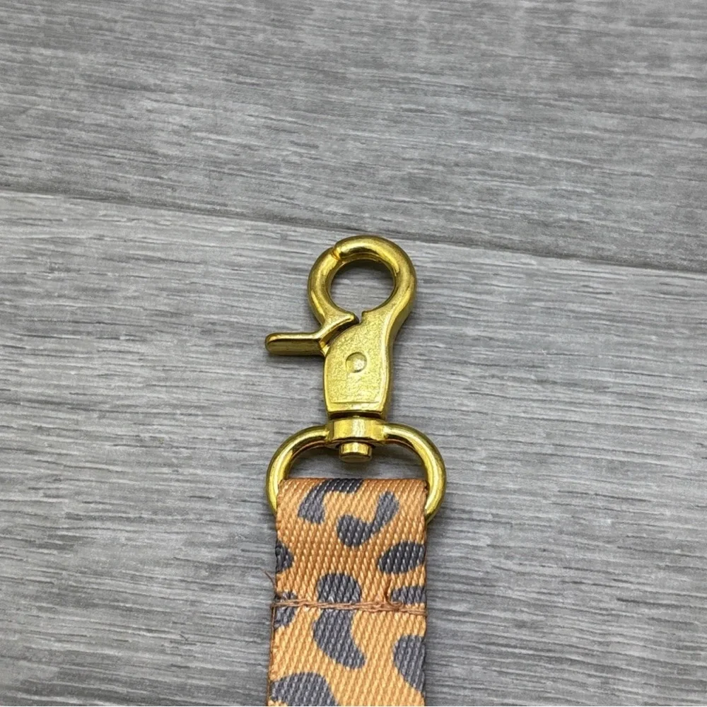 Simply Southern Lanyard Orange And Grey Leo Leopard Pattern With Clip